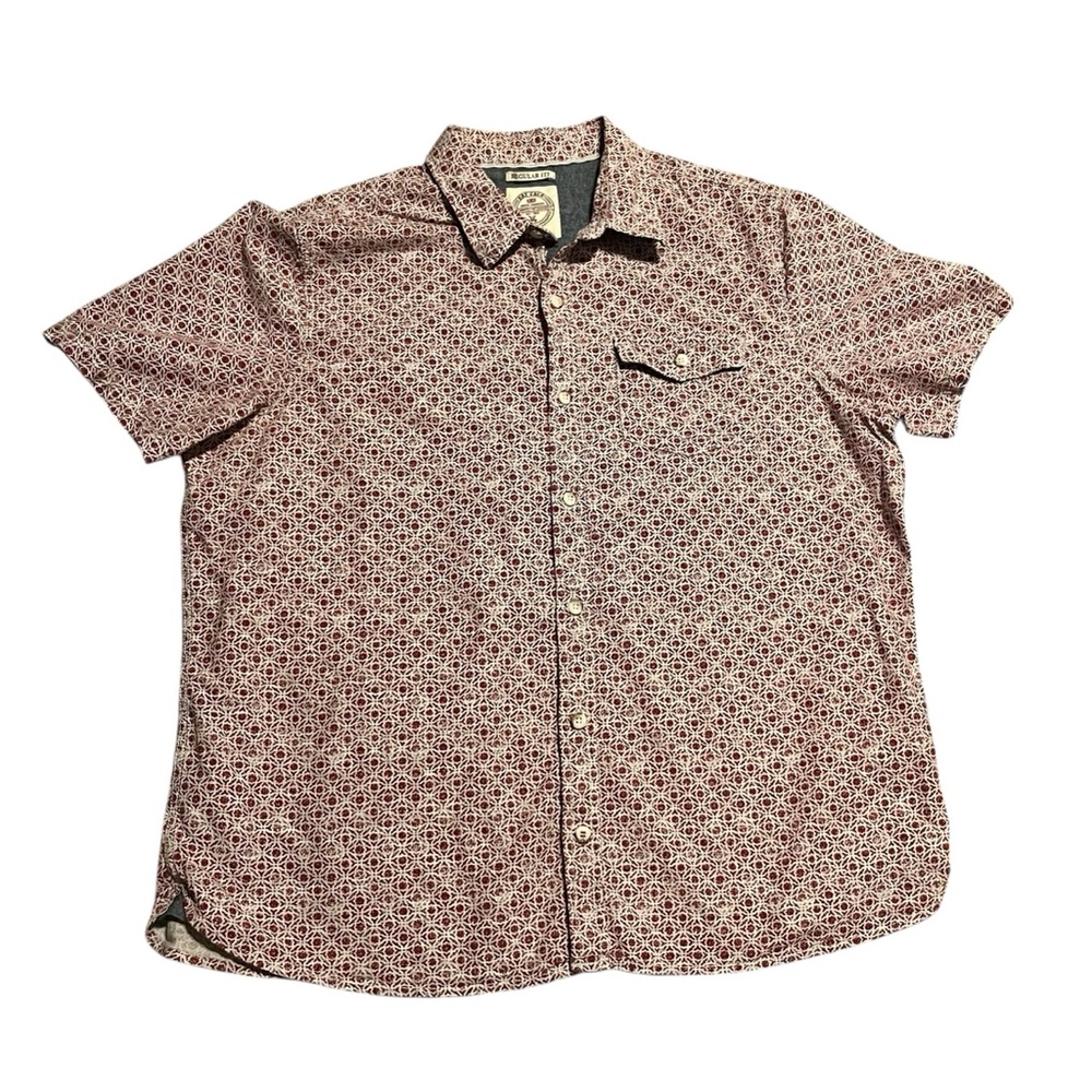 Fat Fat Button Up Casual Short Sleeve XXL Men's Shirt Burgundy
